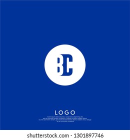 abstract blue geometric elegant circle lines BC logo letters design concept