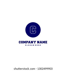 abstract blue geometric elegant circle lines C logo letter design concept