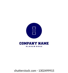abstract blue geometric elegant circle lines I logo letter design concept
