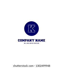 abstract blue geometric elegant circle lines K logo letter design concept