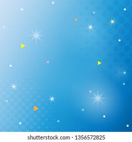 Abstract blue with geometric element background, vector illustration. Shiny stars cartoon square template. 