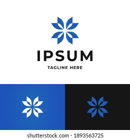 Abstract blue geometric flower logo