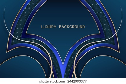 Abstract blue geometric with golden lines in luxury background style