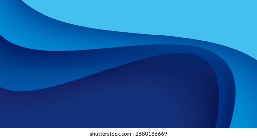 Abstract blue geometric gradient background with overlapping curved shapes and smooth layers. Perfect for digital design, wallpapers, presentations, banners, posters, and modern creative projects.