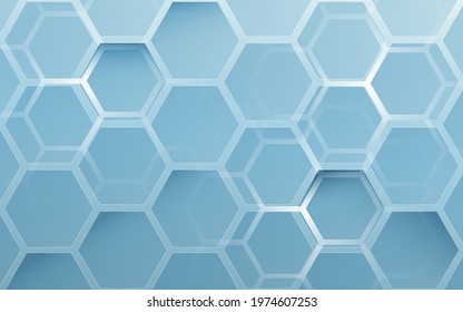 Abstract Blue Geometric Hexagon Background. Technology Digital Hi Tech With Healthcare Concept Background. Vector Illustration