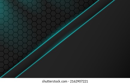 Abstract blue geometric hexagon with dot pattern and light ing effect technology concept background. Honeycomb metal texture steel backdrop. Vector illustration 