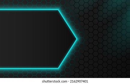 Abstract blue geometric hexagon with dot pattern and light ing effect technology concept background. Honeycomb metal texture steel backdrop. Vector illustration 