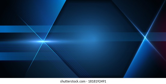 Abstract blue geometric with lighting blue effect background with space for your text. Technology concept. Vector illustration