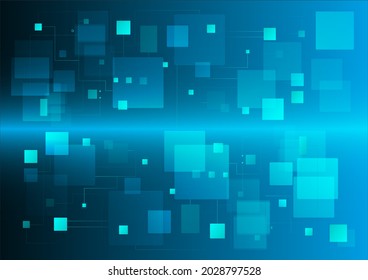 Abstract of blue geometric line and square connection engineering technology concept, vector background 