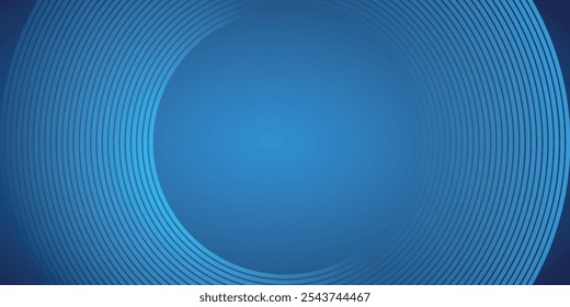 Abstract blue geometric lines glowing on dark blue background. Modern shiny blue circle lines pattern. Futuristic technology concept