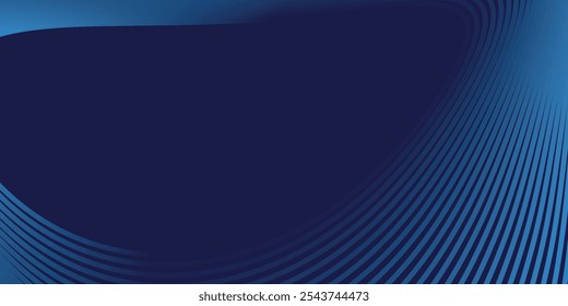 Linhas geométricas azuis abstratas brilhando sobre fundo azul escuro. Padrão moderno de linhas de círculo azul brilhante. Conceito de tecnologia futurista