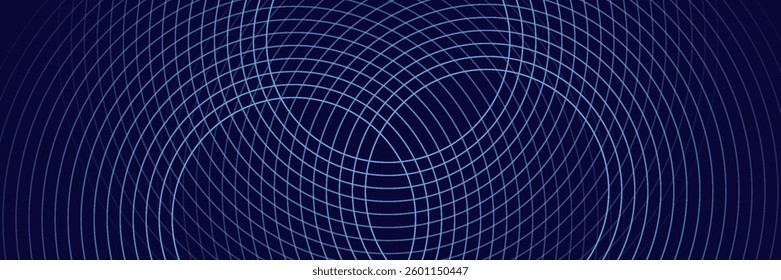 Abstract blue geometric lines glowing on dark blue background. Modern shiny blue circle lines pattern. Futuristic technology concept. Suitable for cover, poster, banner eps 10. vector.