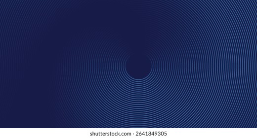 Abstract blue geometric lines glowing on dark blue background. Modern shiny blue circle lines pattern. Futuristic technology concept	