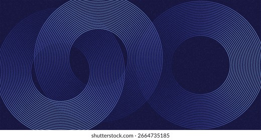 Líneas geométricas azules Abstractas que brillan sobre fondo azul oscuro. Modelo azul brillante moderno de las líneas granuladas del círculo. Concepto de tecnología futurista. Conveniente para la cubierta, cartel, Anuncio, volante