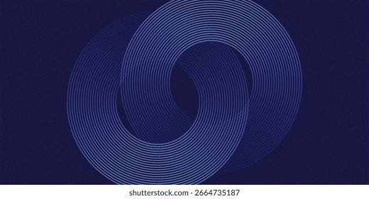 Líneas geométricas azules Abstractas que brillan sobre fondo azul oscuro. Modelo azul brillante moderno de las líneas granuladas del círculo. Concepto de tecnología futurista. Conveniente para la cubierta, cartel, Anuncio, volante