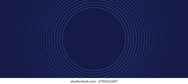 Líneas geométricas azules Abstractas que brillan sobre fondo azul oscuro. Moderno patrón de líneas de círculo azul brillante. Concepto de tecnología futurista