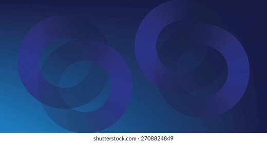 Abstract blue geometric lines glowing on dark blue background. Modern shiny blue circle lines pattern. Futuristic technology concept. Suitable for cover, poster, banner eps 10. vector