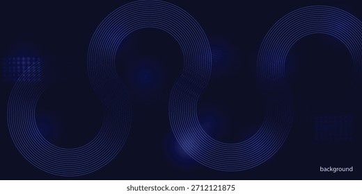 Líneas geométricas azules Abstractas que brillan sobre fondo azul oscuro. . Concepto de tecnología futurista. patrón blanco para Anuncio, Fondo de pantalla, Ilustración vectorial de la cubierta .