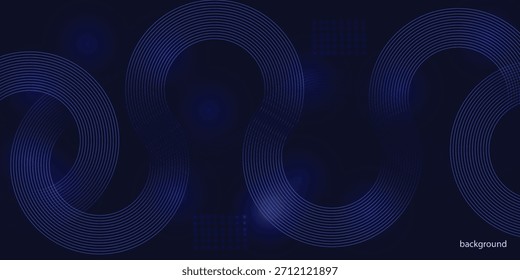 Linhas geométricas azuis abstratas brilhando sobre fundo azul escuro. . Conceito de tecnologia futurista. padrão branco para banner, papel de parede, capa Vetor ilustração.