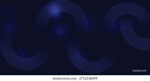 Linhas geométricas azuis abstratas brilhando sobre fundo azul escuro. . Conceito de tecnologia futurista. padrão branco para banner, papel de parede, capa Vetor ilustração.