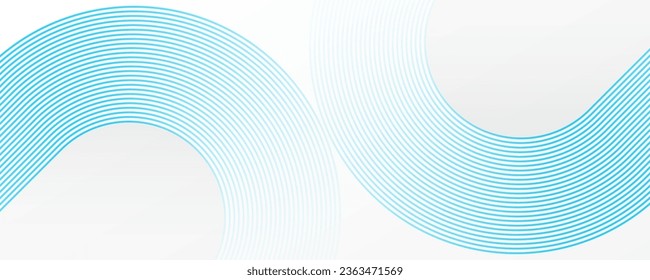 Resumen de líneas geométricas azules sobre fondo blanco. Patrón de líneas redondeadas diagonales de degradado azul moderno. Diseño geométrico mínimo. Concepto futurista. Ilustración del vector