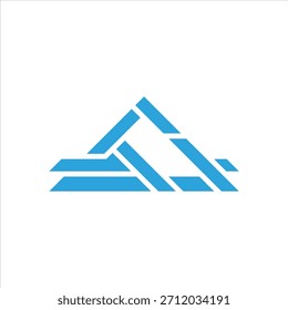 Logotipo geométrico de montaña azul Abstractas | Icono de triángulo minimalista moderno | Emblema de marca Corporativa