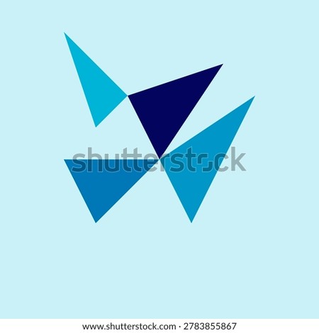 Abstract blue geometric origami bird logo design featuring sharp polygons on a minimalist light cyan background professional illustration