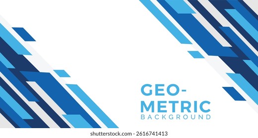 abstract blue geometric overlapping diagonal corner border banner background