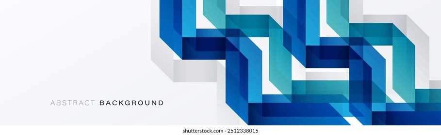 Abstract blue geometric overlay on white background. Transparent shapes. Minimal element. Modern graphic design. Futuristic technology concept. Vector illustration