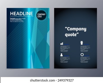 abstract blue geometric pattern brochure design template vector mock up for use as company annual report, poster,flyer 