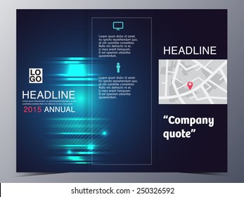 abstract blue geometric pattern brochure design template vector tri-fold for use as company anual report, poster,flyer 