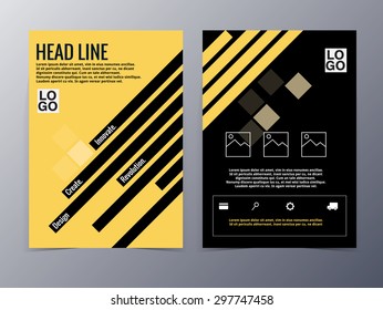 abstract blue geometric pattern brochure design template vector tri-fold for use as company annual report, poster,flyer 