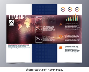 abstract blue geometric pattern brochure design template vector tri-fold for use as company annual report, poster,flyer