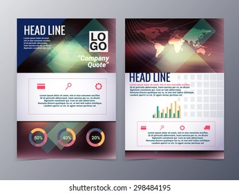 abstract blue geometric pattern brochure design template vector tri-fold for use as company annual report, poster,flyer
