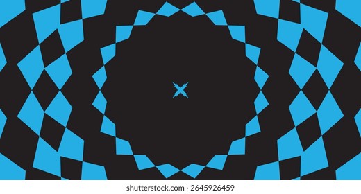 Abstract Blue Geometric Pattern on Black Background