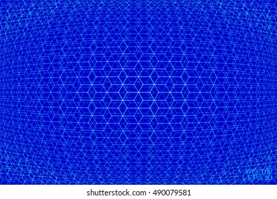 Abstract Blue Geometric Pattern with Rhombuses. Vector. 3d Illustration