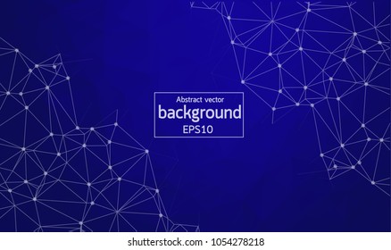 Abstract Blue Geometric Polygonal background molecule and communication. Connected lines with dots. Concept of the science, chemistry, biology, medicine, technology.