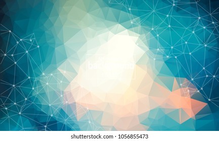 Abstract Blue Geometric Polygonal background molecule and communication. Connected lines with dots. Concept of the science, chemistry, biology, medicine, technology.