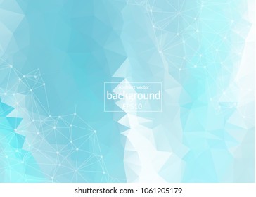 Abstract Blue Geometric Polygonal background molecule and communication. Connected lines with dots. Concept of the science, chemistry, biology, medicine, technology.