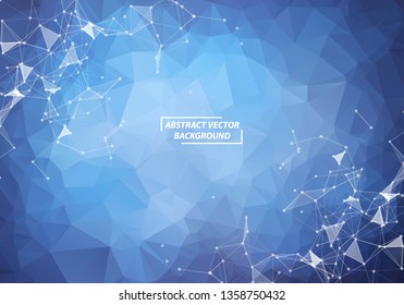 Abstract Blue Geometric Polygonal background molecule and communication. Connected lines with dots. Concept of the science, chemistry, biology, medicine, technology.