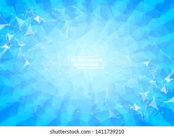 Abstract Blue Geometric Polygonal background molecule and communication. Connected lines with dots. Concept of the science, chemistry, biology, medicine, technology.