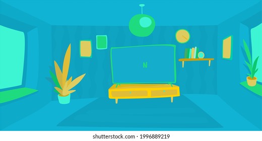 Abstract Blue Geometric Room Space Vector Illustration Background Art