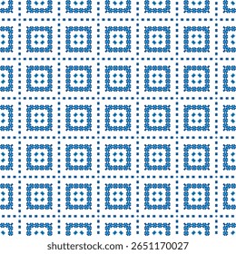 Abstract Blue Geometric Seamless Pattern with Mediterranean Motif    