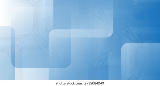 Fundo abstrato de formas geométricas azuis. Padrão de linhas quadradas moderno. Design geométrico mínimo. Conceito futurista. Adequado para cartazes, banners, brochuras, capas, apresentações, sites, vetor