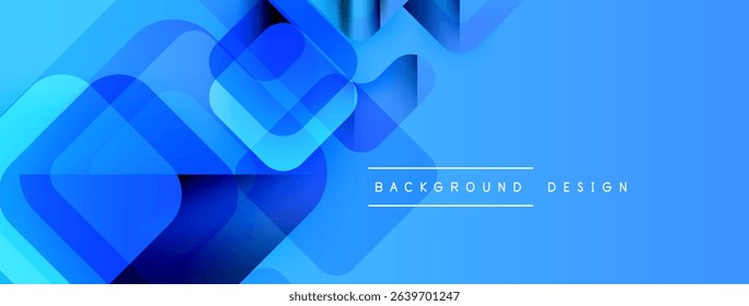Abstract blue geometric shapes overlap, creating modern dynamic background. Gradient shades add depth, visual interest.