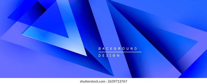 Abstract blue geometric shapes overlap, creating dynamic background. Gradient shades enhance visual depth, modern design aesthetic.