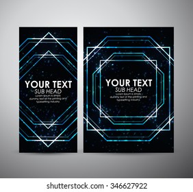 Abstract blue geometric shining pattern. Brochure business design template or roll up. Vector illustration
