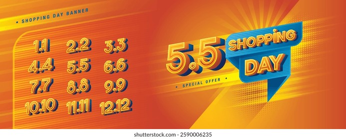 Abstract Blue Geometric Speech bubble Talk, Shopping Day Sale Banner Template Design, Shopping Day Promotion of every month, Calendar Shopping festival. Numbers 1, 2, 3, 4, 5, 6, 7, 8, 9, 10, 11, 12