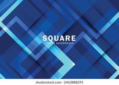 Abstract blue geometric square background. Blue squares overlay layer vector. Suit for business