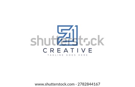 Abstract blue geometric square logo design with creative text, corporate identit